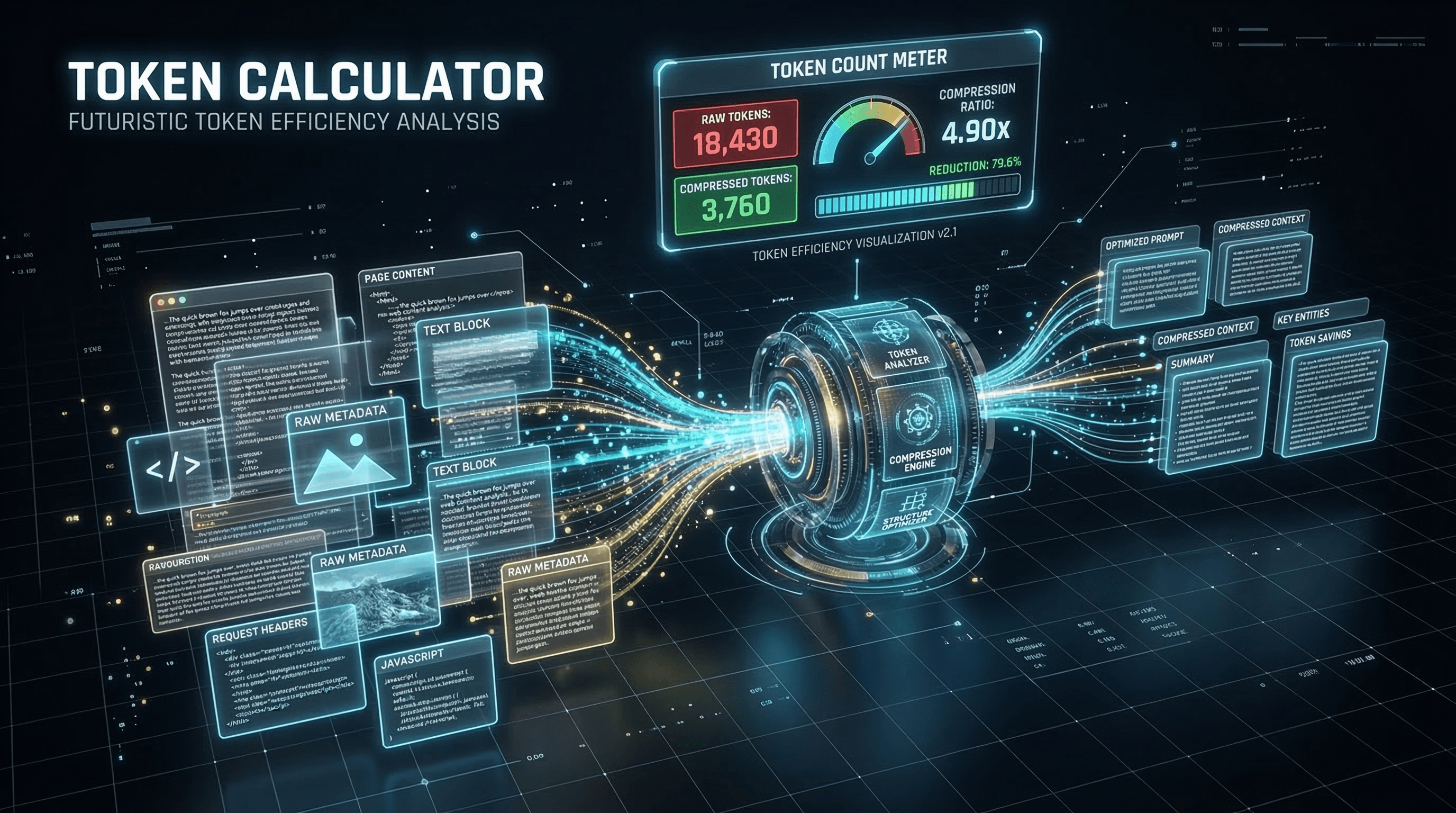 Token Efficiency Calculator — AI token cost estimation dashboard