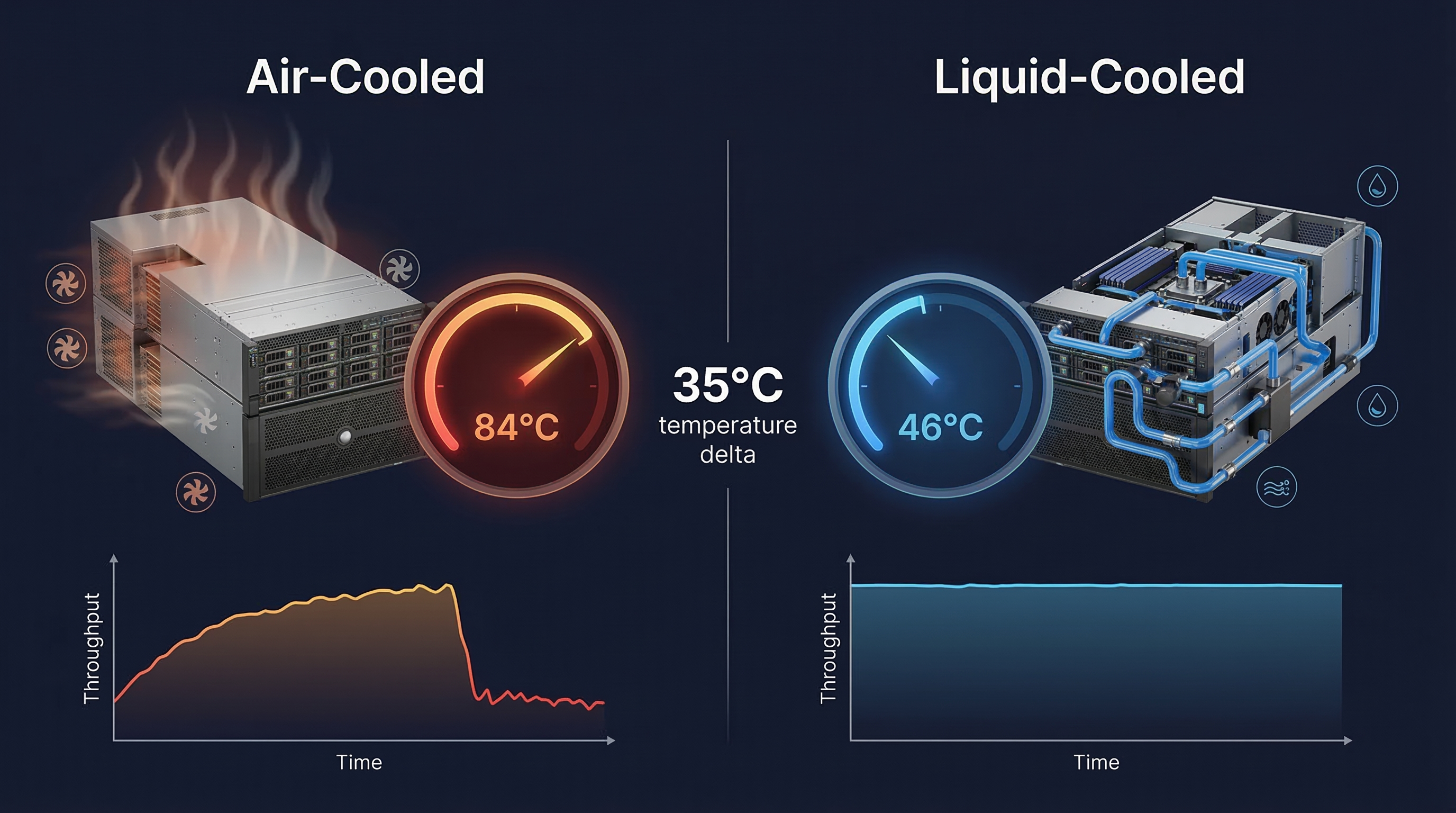 Air-cooled vs liquid-cooled GPU thermal performance comparison